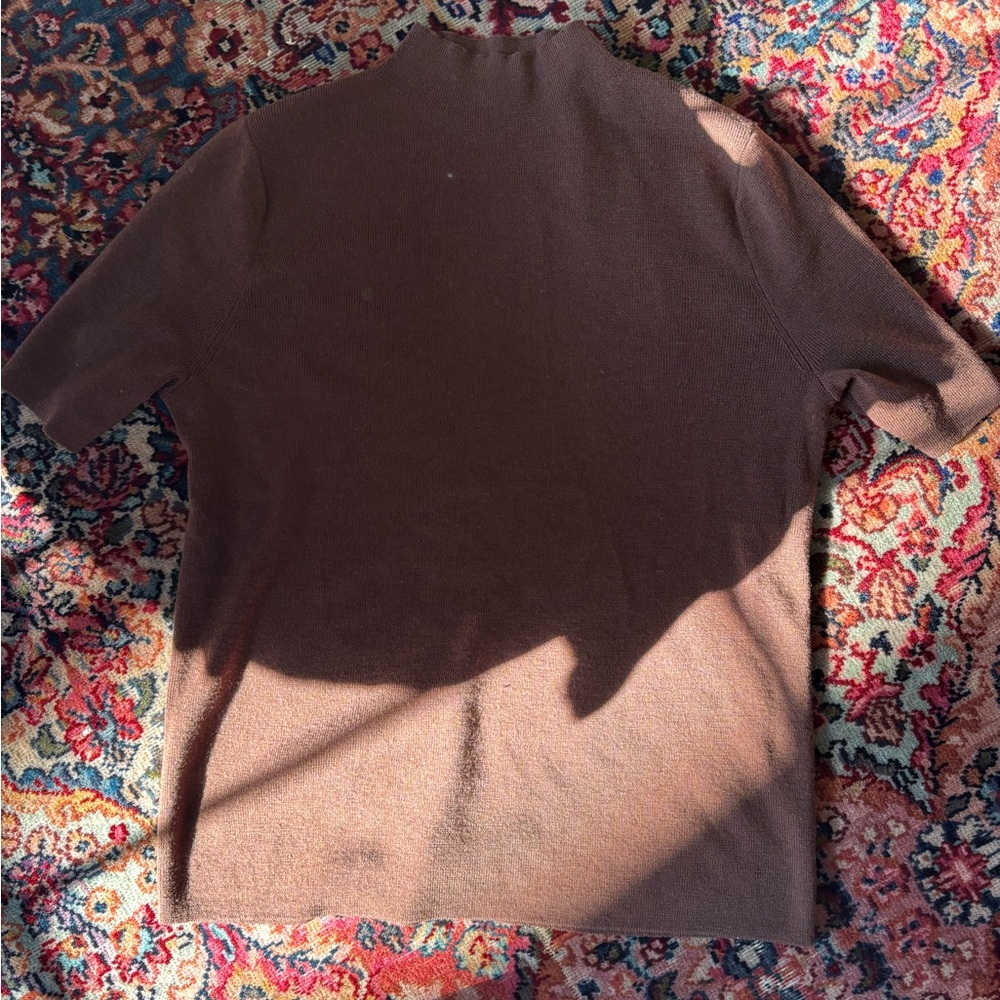 Frances Valentine brown wool short sleeve sweater